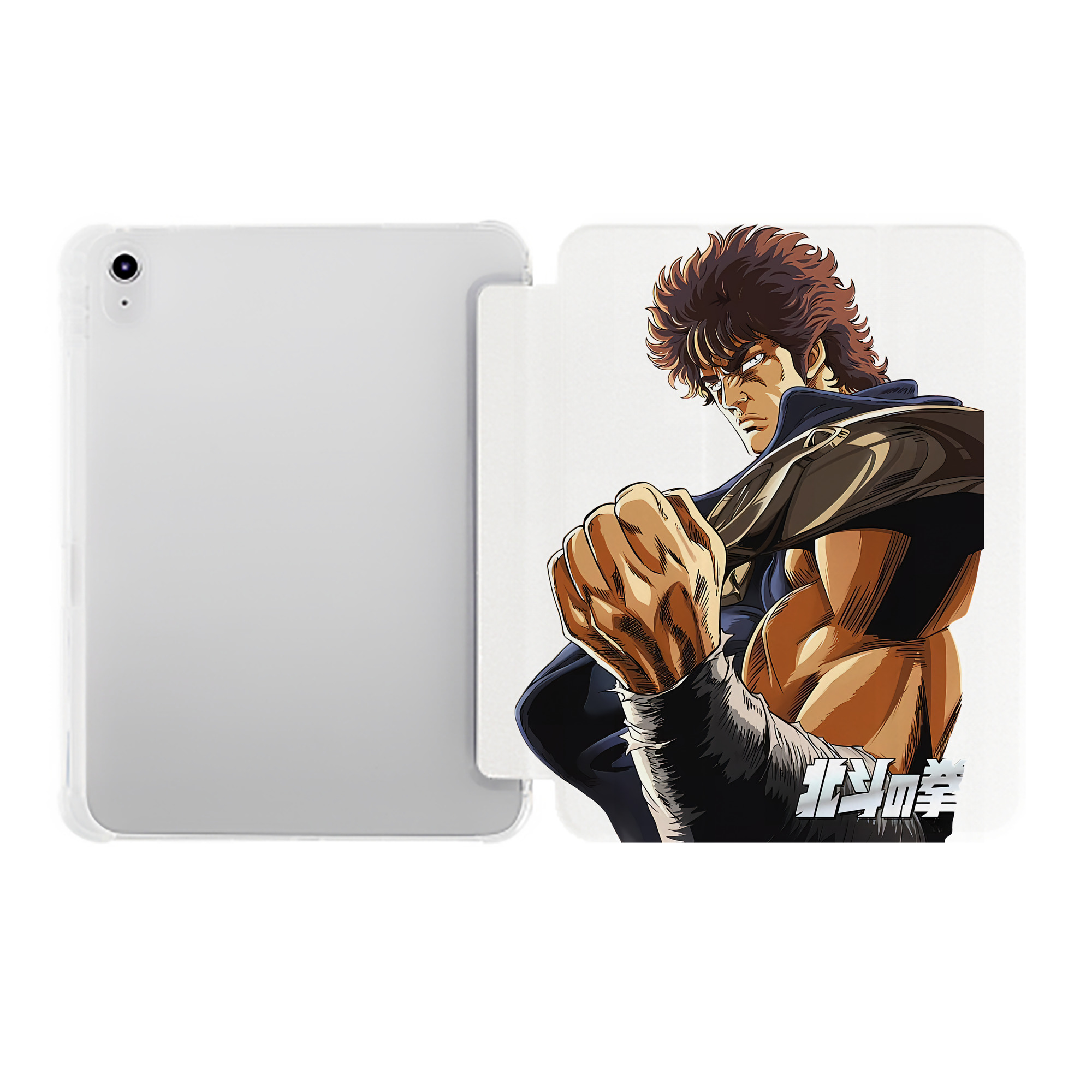（画像用） 北斗の拳 Fist of the North Star IPad ケース ペン収納付き 三つ折りスタンド PUレザー×シリコン 対応機種9.5/10.5/10.9インチ